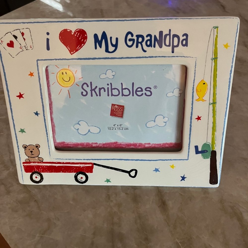 "I Love My Grandpa" Photo Frame Desktop Tabletop Ceramic 7x9 Outside Dimensions
